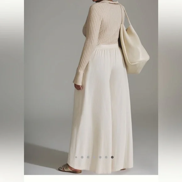 Anthropologie Cream Women's Pants casual pull on cross over - Picture 2 of 10